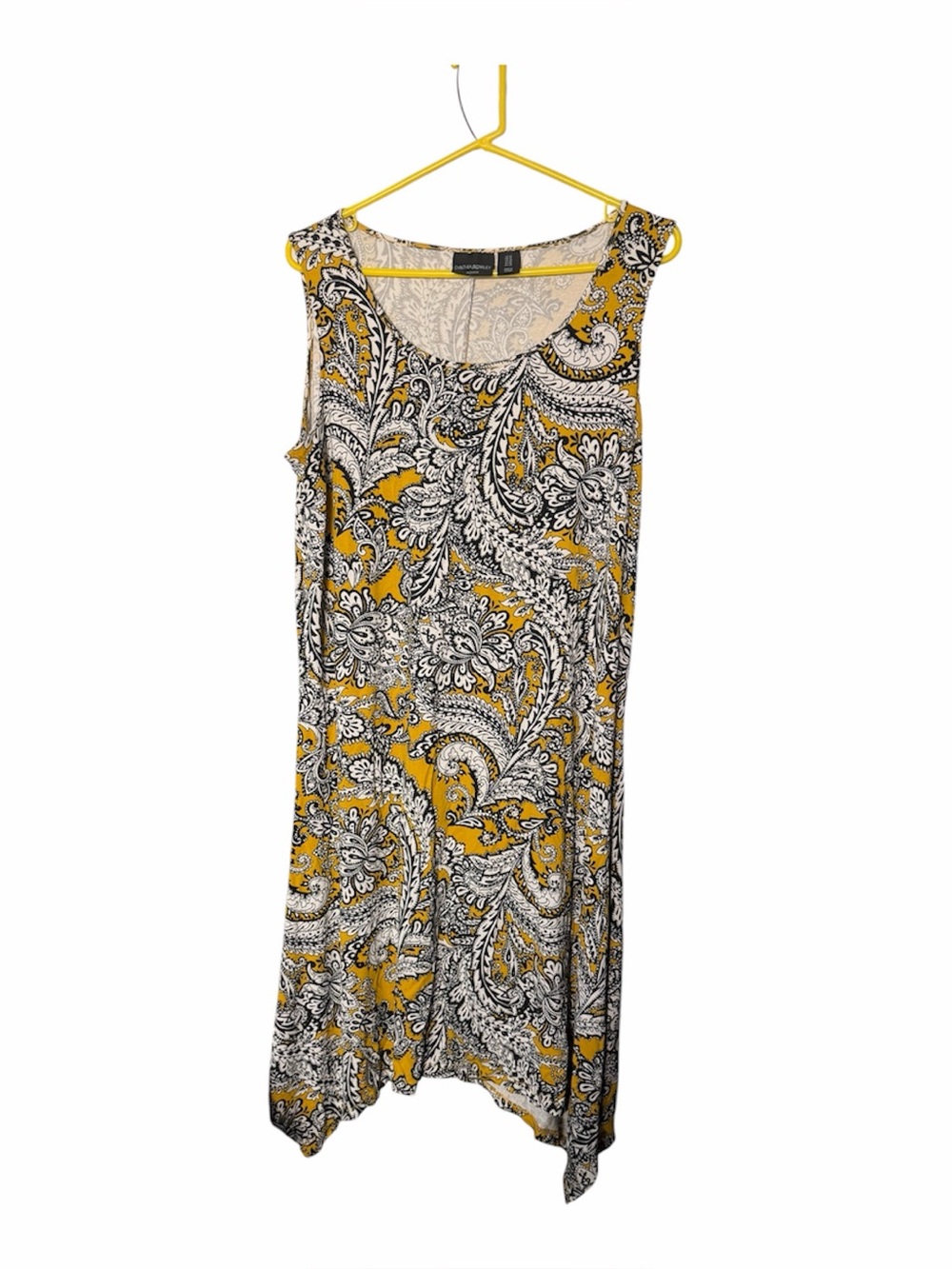 Cynthia Rowley Yellow & Black Paisley Midi Dress